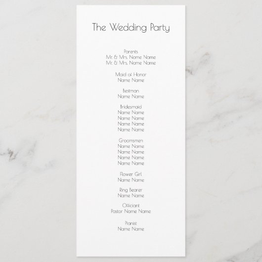 Elegant Simple Black en White Classic Wedding Pro Programmakaart (Achterkant)