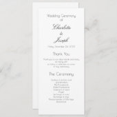 Elegant Simple Black en White Classic Wedding Pro Programmakaart (Voorkant / Achterkant)