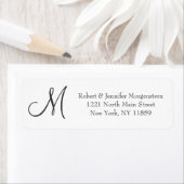 Elegant Simple Black en White Monogram Address Etiket (Insitu)