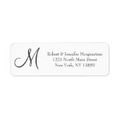 Elegant Simple Black en White Monogram Address Etiket (Voorkant)