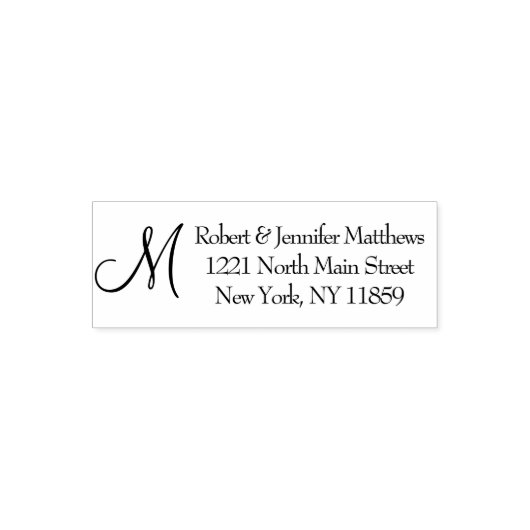 Elegant Simple Black en White Monogram Address Zelfinktende Stempel (Design)