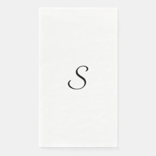 Elegant Simple Black en White Monogram Servet