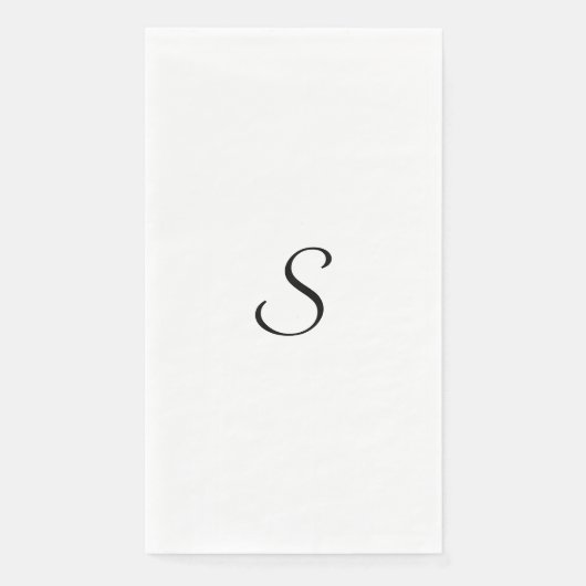 Elegant Simple Black en White Monogram Servet (Voorkant)
