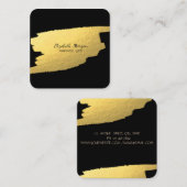 Elegant Simple Black, Faux Gold Foil Brusg Stroke Vierkante Visitekaartje (Voorkant / Achterkant)