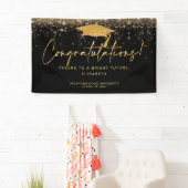 Elegant Simple Black Glitter Afstuderen Banne Spandoek (Insitu)