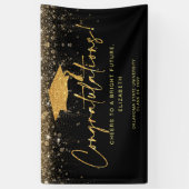 Elegant Simple Black Glitter Afstuderen Banne Spandoek (Verticaal)