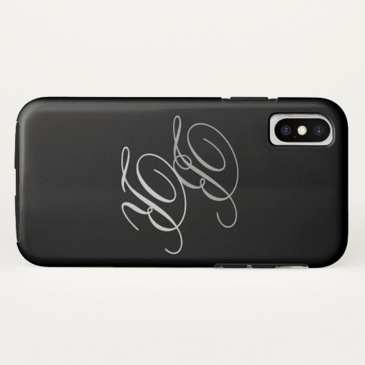 Elegant Simple Black Grey Monogram Initialen Case-Mate iPhone Case (Achterkant (horizontaal))