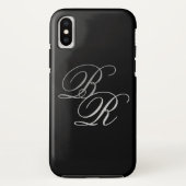 Elegant Simple Black Grey Monogram Initialen Case-Mate iPhone Case (Achterkant)