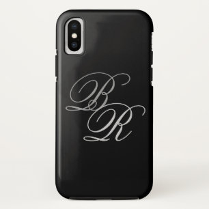 Elegant Simple Black Grey Monogram Initialen iPhone X Hoesje
