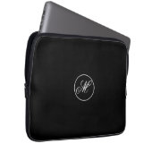 Elegant  Simple Black Minimalist Monogram Laptop Sleeve (Voorkant Rechts)