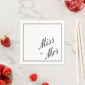 Elegant Simple Black Miss naar Mrs Vrijgezellenfee Servet (Insitu)