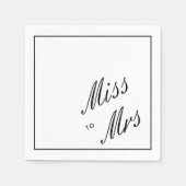 Elegant Simple Black Miss naar Mrs Vrijgezellenfee Servet (Voorkant)