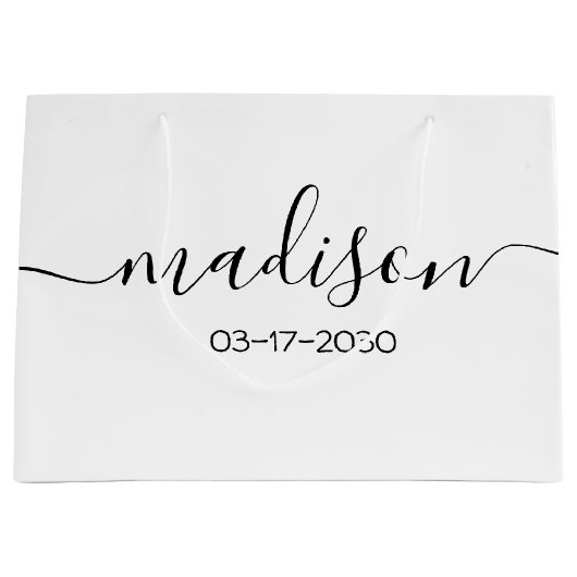 Elegant Simple Black Script White met aangepaste n Groot Cadeauzakje (Voorkant)