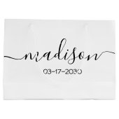 Elegant Simple Black Script White met aangepaste n Groot Cadeauzakje (Achterkant)