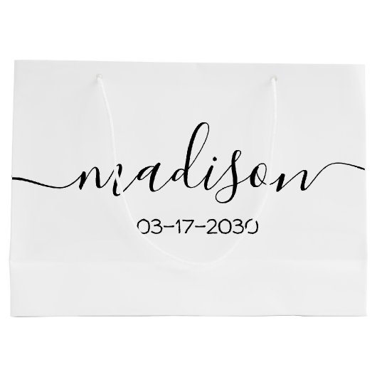 Elegant Simple Black Script White met aangepaste n Groot Cadeauzakje (Achterkant)