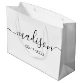 Elegant Simple Black Script White met aangepaste n Groot Cadeauzakje (Achterkant Gekanteld)