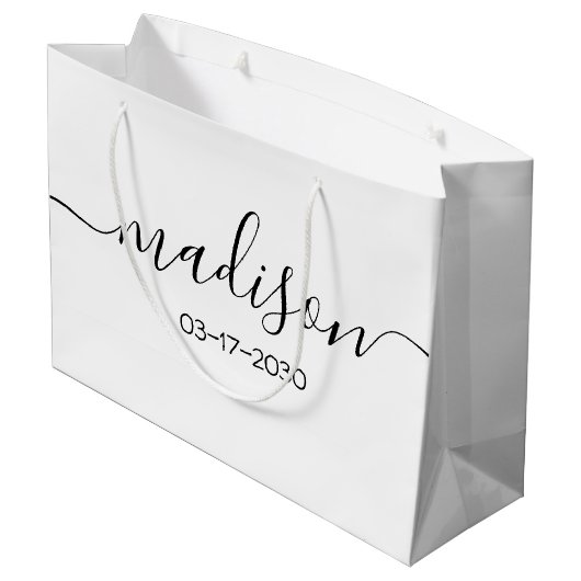 Elegant Simple Black Script White met aangepaste n Groot Cadeauzakje (Achterkant Gekanteld)