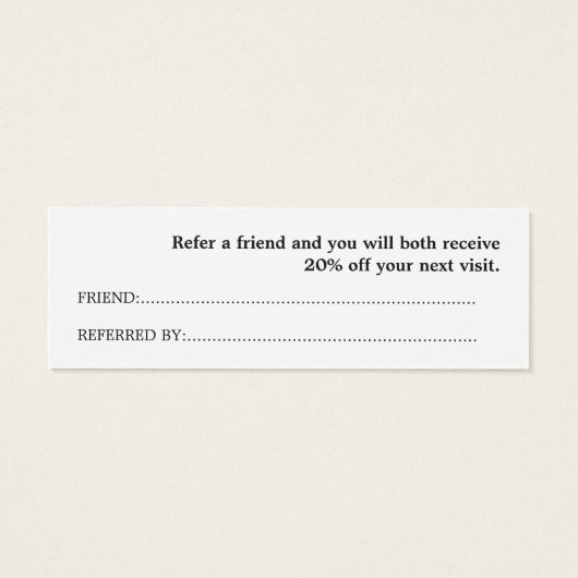 Elegant Simple Black White Beauty Salon Mini Visitekaartjes (Achterkant)