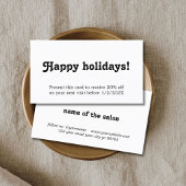 Elegant Simple Black White Bold Holiday Coupon