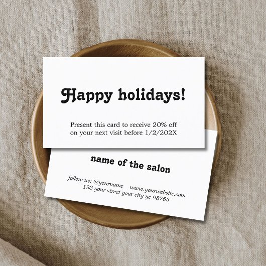 Elegant Simple Black White Bold Holiday Coupon