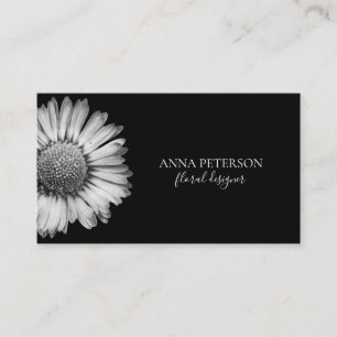 Elegant Simple Black White Daisy Flower Visitekaartje