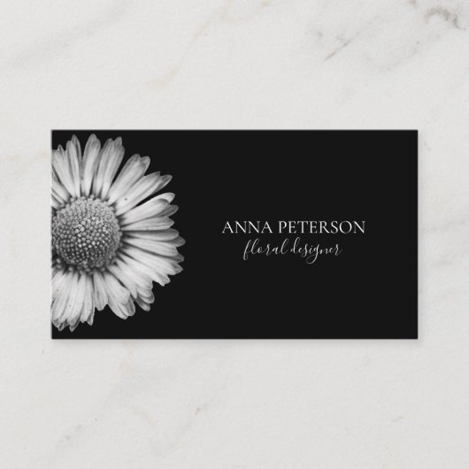 Elegant Simple Black White Daisy Flower Visitekaartje (Voorkant)