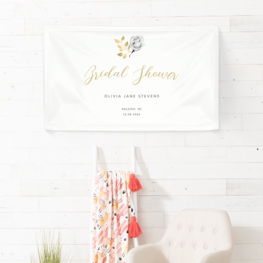 Elegant Simple Black White Gold-Vrijgezellenfeest Spandoek (Insitu)