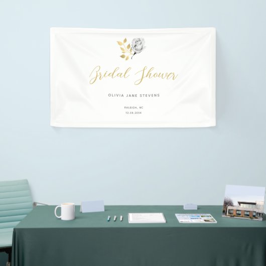 Elegant Simple Black White Gold-Vrijgezellenfeest Spandoek (Beurs)