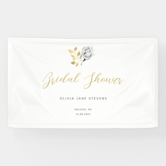 Elegant Simple Black White Gold-Vrijgezellenfeest Spandoek (Horizontaal)