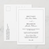 Elegant Simple Black White Modern Wedding Invite Uitnodiging Briefkaart (Voorkant / Achterkant)