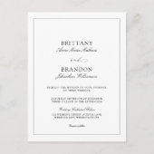 Elegant Simple Black White Modern Wedding Invite Uitnodiging Briefkaart (Voorkant)