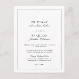 Elegant Simple Black White Modern Wedding Invite Uitnodiging Briefkaart