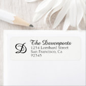 Elegant Simple Black White Monogram Return-adres Etiket (Insitu)