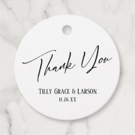 Elegant Simple Black & White Typografie Hartelijk Bedankjes Labels