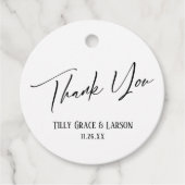 Elegant Simple Black & White Typografie Hartelijk  Bedankjes Labels (Voorkant)