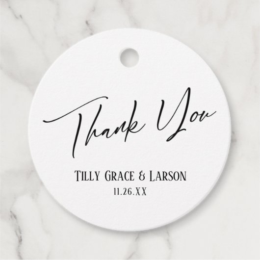 Elegant Simple Black & White Typografie Hartelijk Bedankjes Labels (Voorkant)