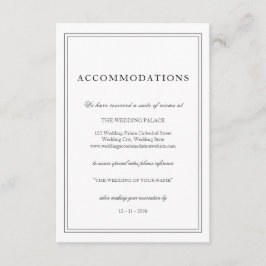 Elegant Simple Black White Wedding Accommodations Informatiekaartje
