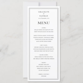 Elegant Simple Black & White Wedding Menu