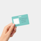 Elegant Simple Blauwgroen Photo Text Sjabloon Empl Badge (Handheld)