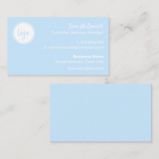 ELEGANT SIMPLE BLUE BUSINESS LOGO BEDRIJFSMERK VISITEKAARTJE (Voorkant / Achterkant)