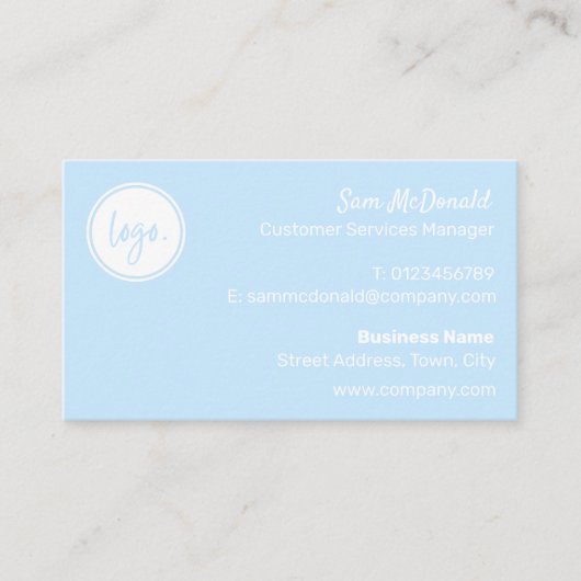ELEGANT SIMPLE BLUE BUSINESS LOGO BEDRIJFSMERK VISITEKAARTJE (Voorkant)