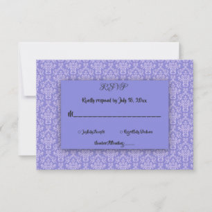Elegant Simple Blue Damask Modern Wedding RSVP Kaartje