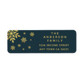 Elegant Simple Blue en Gold Snowflakes label (Voorkant)