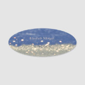Elegant Simple Blue Glitter Bokeh Naamplaatje (Voorkant)
