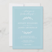 Elegant Simple Blue Glow Wedding-uitnodiging Kaart (Voorkant)