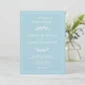Elegant Simple Blue Glow Wedding-uitnodiging Kaart (Staand voorkant)