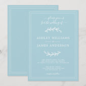 Elegant Simple Blue Glow Wedding-uitnodiging Kaart (Voorkant / Achterkant)