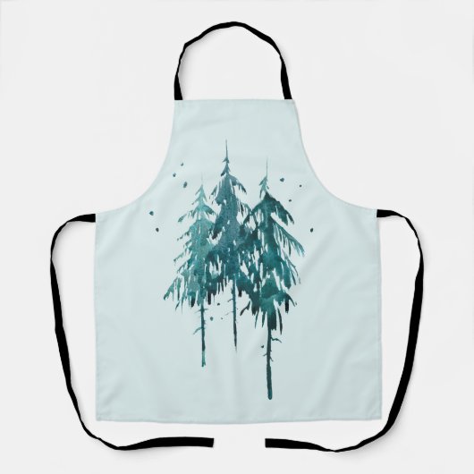 Elegant Simple Blue-Green Waterverf Pine Trees Schort (Voorkant)