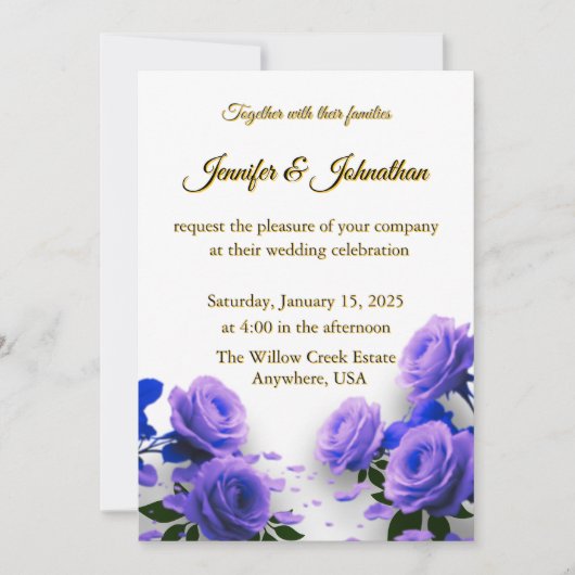 Elegant Simple Blue Roses Love is in Bloom Wedding Kaart (Voorkant)