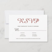 Elegant Simple Blush Burgundy Script RSVP Kaartje (Voorkant)